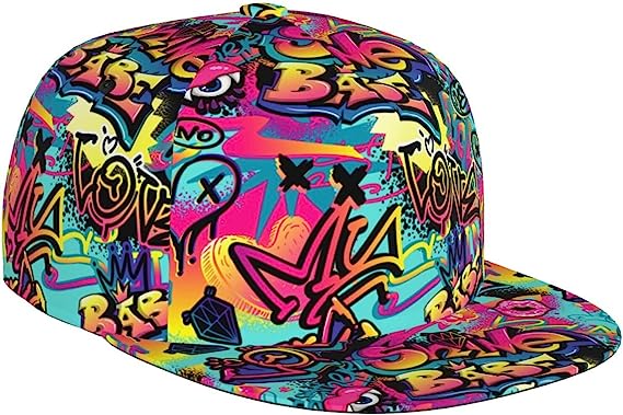 Fashion Hip Hop Style Adjustable Snapback Hat for Men and Women Sun Cap Graffiti Cap Doodle Baseball Cap